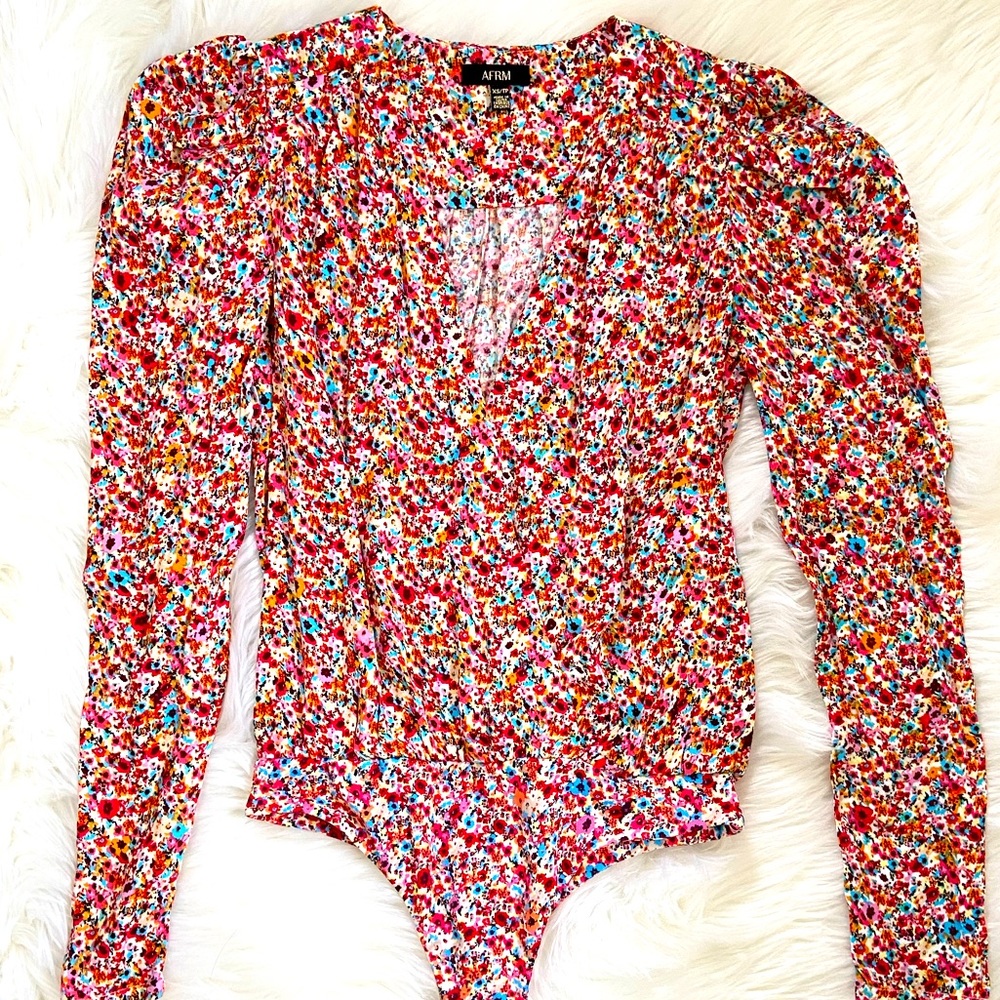 AFRM ditsy floral bodysuit, size XS
